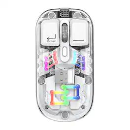 SaharaCase - Wireless Mouse | Transparent Shell LED Lights | Rechargable Battery | USB & Type C Adapter | Glacier Pro Series - Wireless - Clear