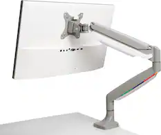 Front. Kensington - SmartFit Premium Heavy-Duty Single Monitor Arm, Supports 35-49" Displays, 44lb Capacity, VESA Compatible - Silver.