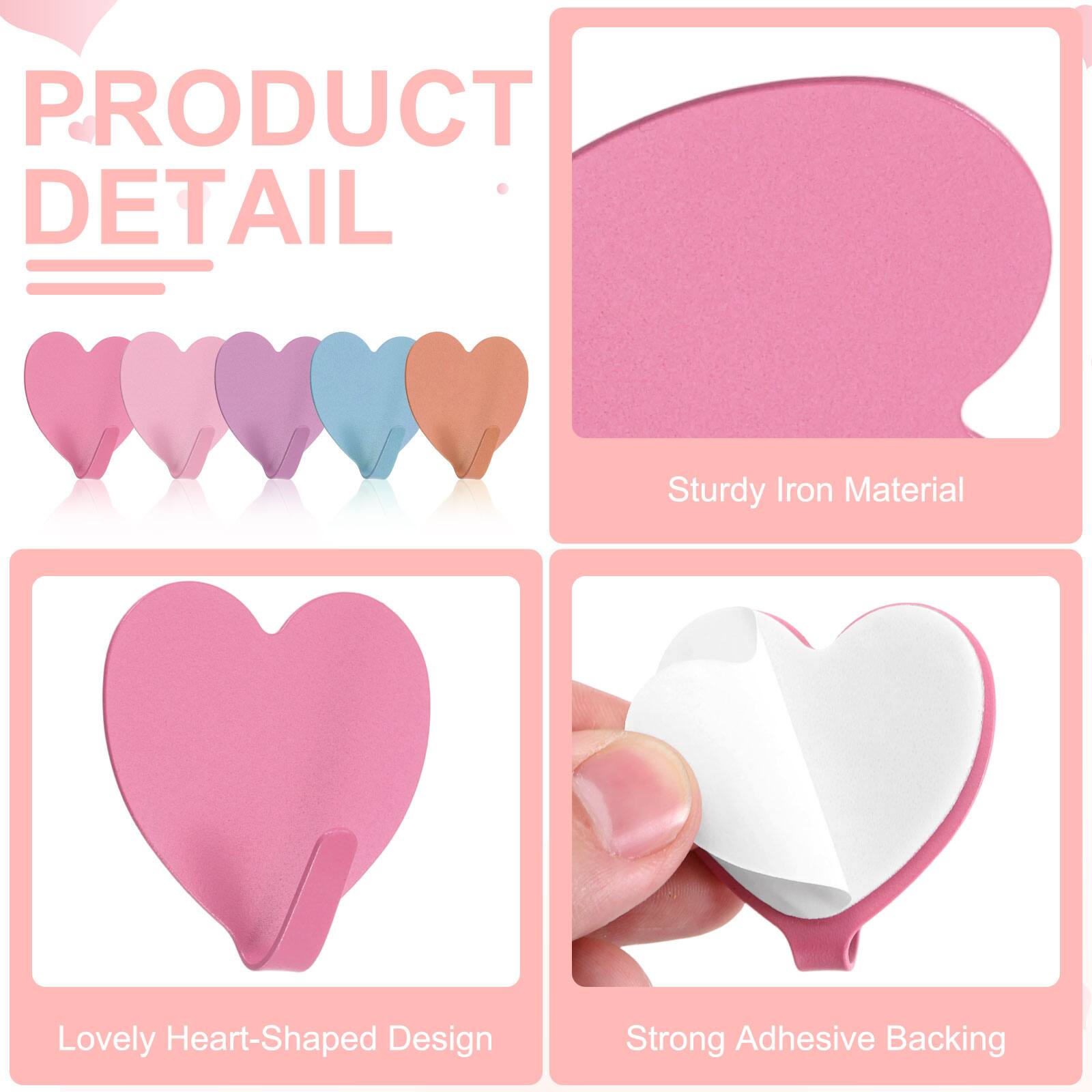 PRODUCT DETAIL

- Sturdy Iron Material
- Lovely Heart-Shaped Design
- Strong Adhesive Backing