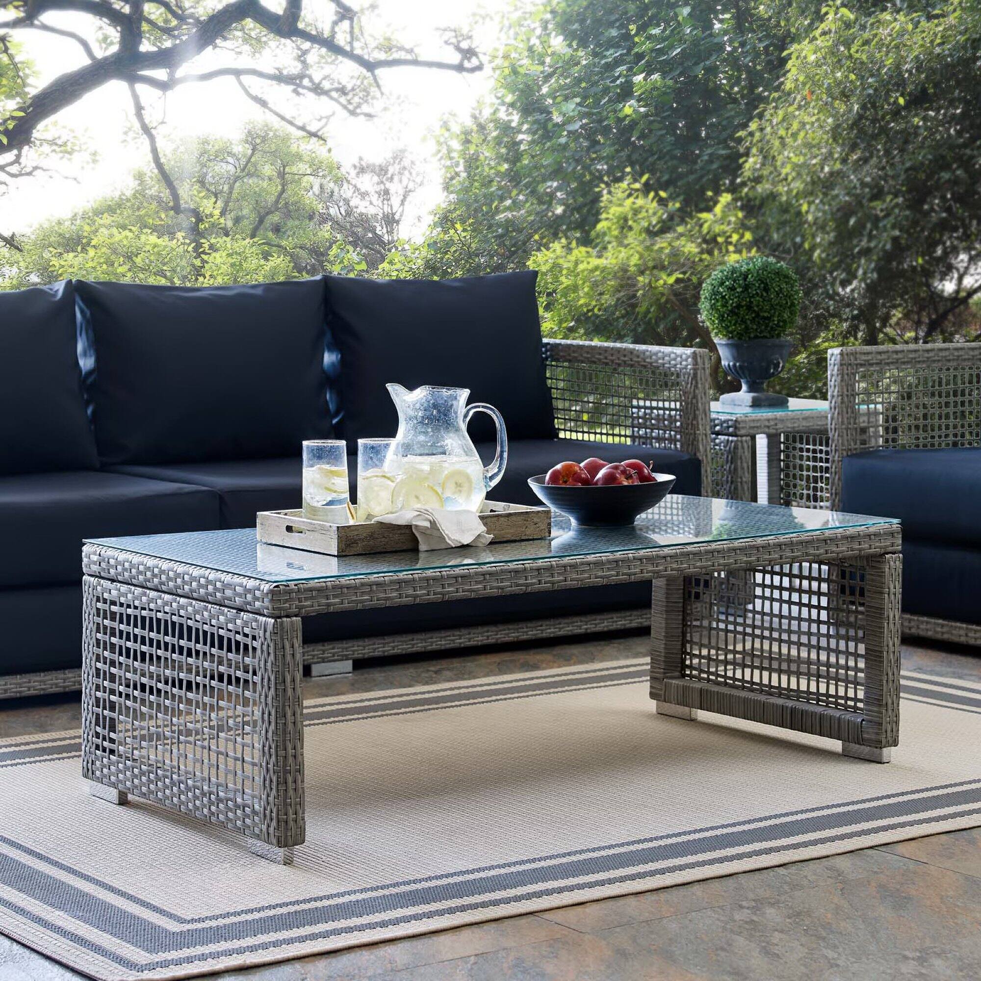 Aura Rattan Outdoor Patio Coffee Table by Modway - Gray