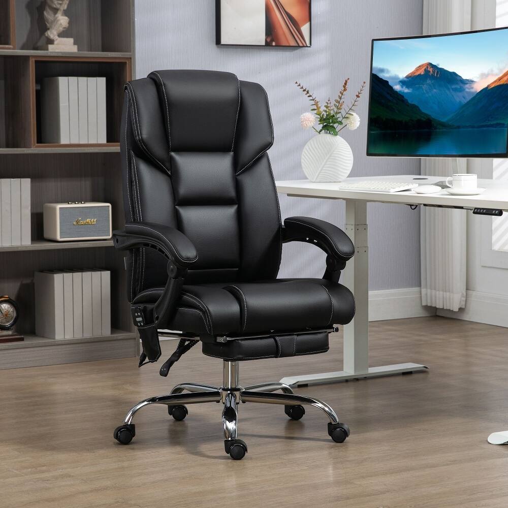 Alt View 6. Loheer - Loheer Massage Office Chair Heated Reclining Desk Chair Black - Black.