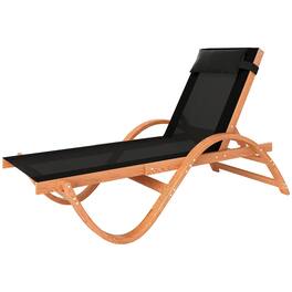Resenkos - Larch Wood Tanning Lounger, 4-Level Adjustable Comfort Chair, Full Flat Patio Relaxer - Black