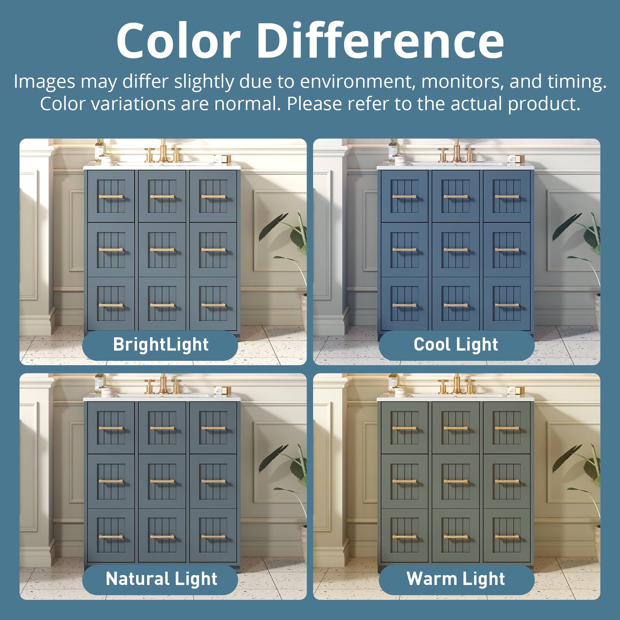 Color Difference  
Images may differ slightly due to environment, monitors, and timing. Color variations are normal. Please refer to the actual product.  

Bright Light  
Cool Light  
Natural Light  
Warm Light