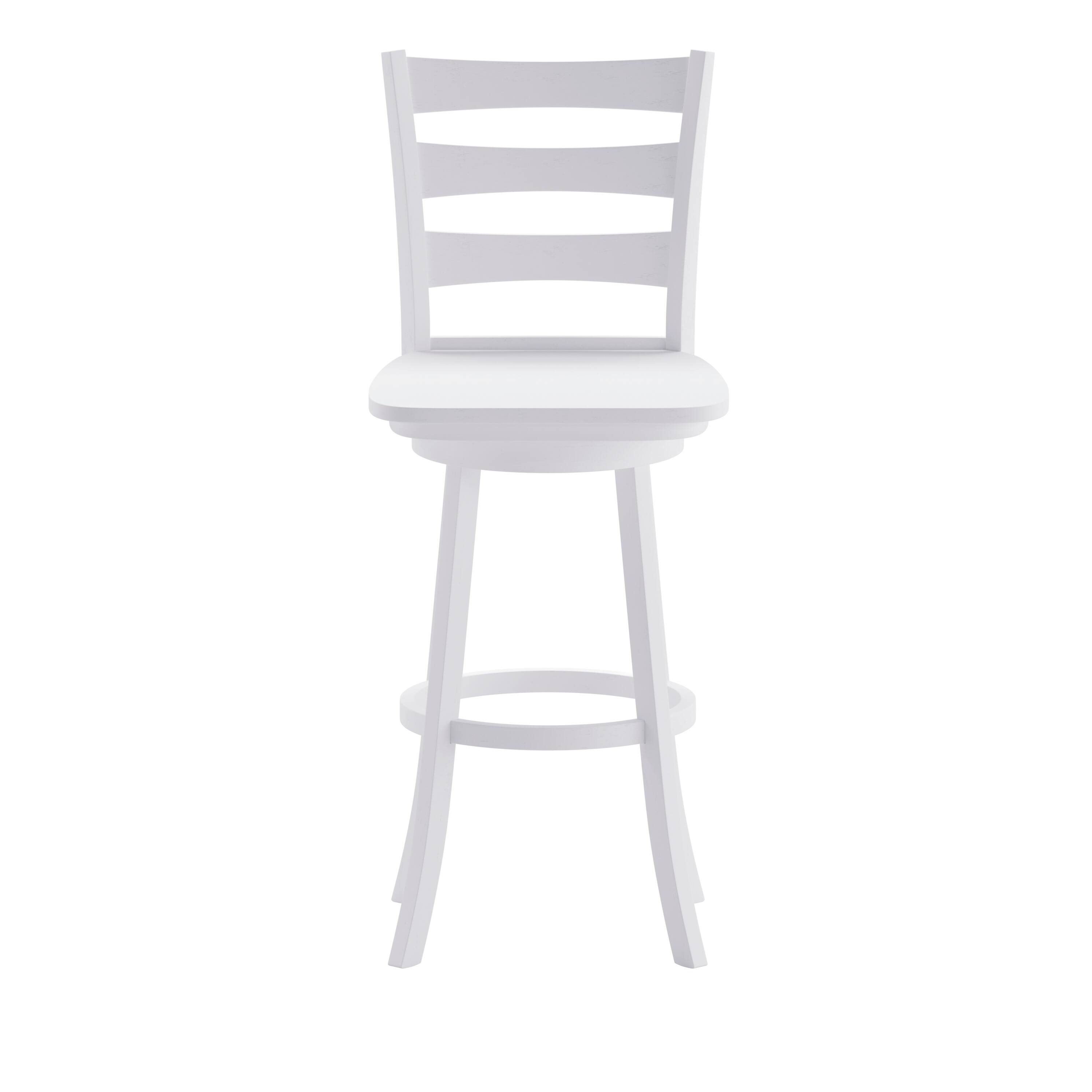 Angle. Flash Furniture - Liesel Commercial Grade Wooden Classic Ladderback Swivel Bar Height Barstool with Solid Wood Seat, Antique White Wash - White.