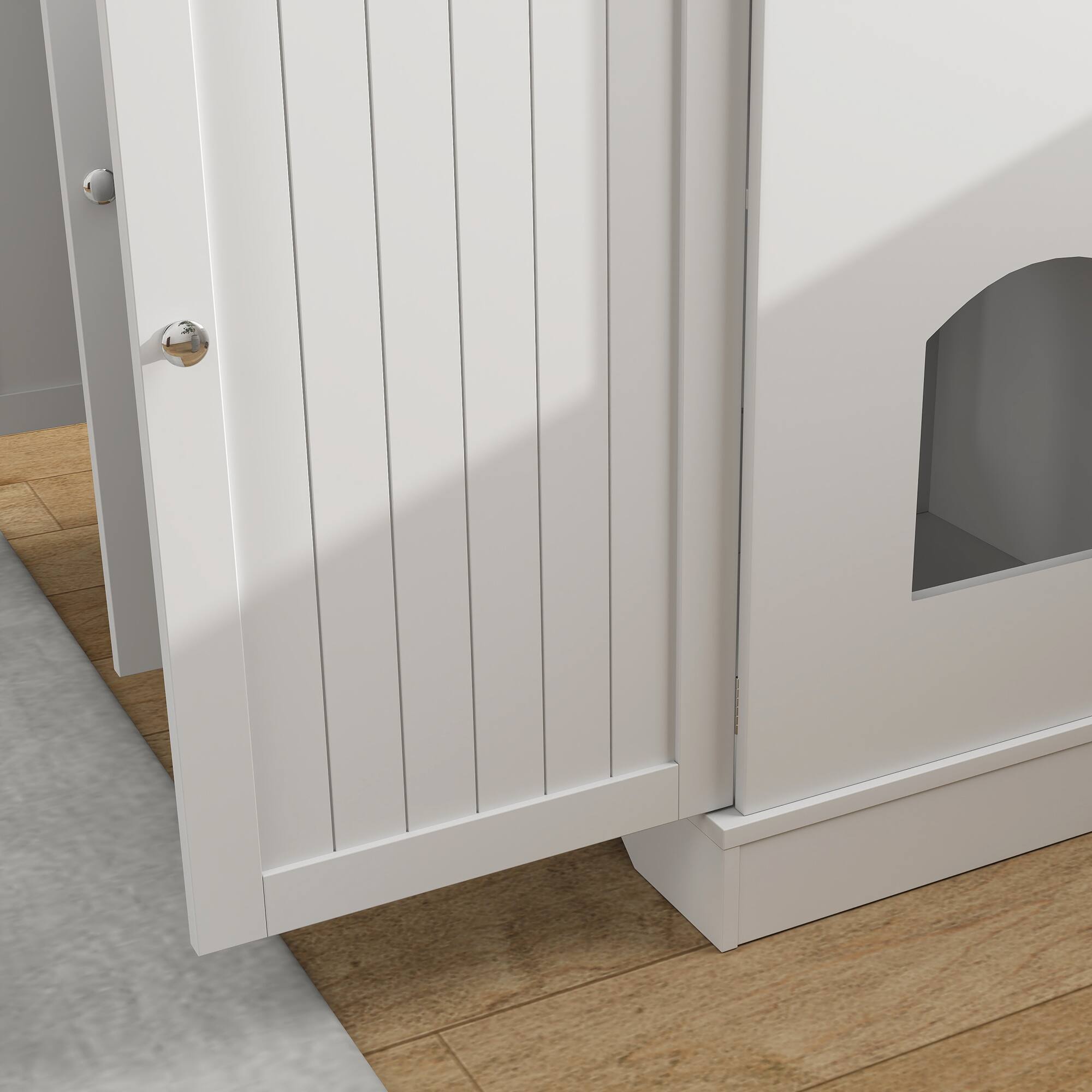 Alt View 5. Pawhut - Cat Litter Box Enclosure, Hidden Litter Box Furniture with Storage, Anti-tip Kit, End Side Table, 39" x 18" x 31.5" - White.