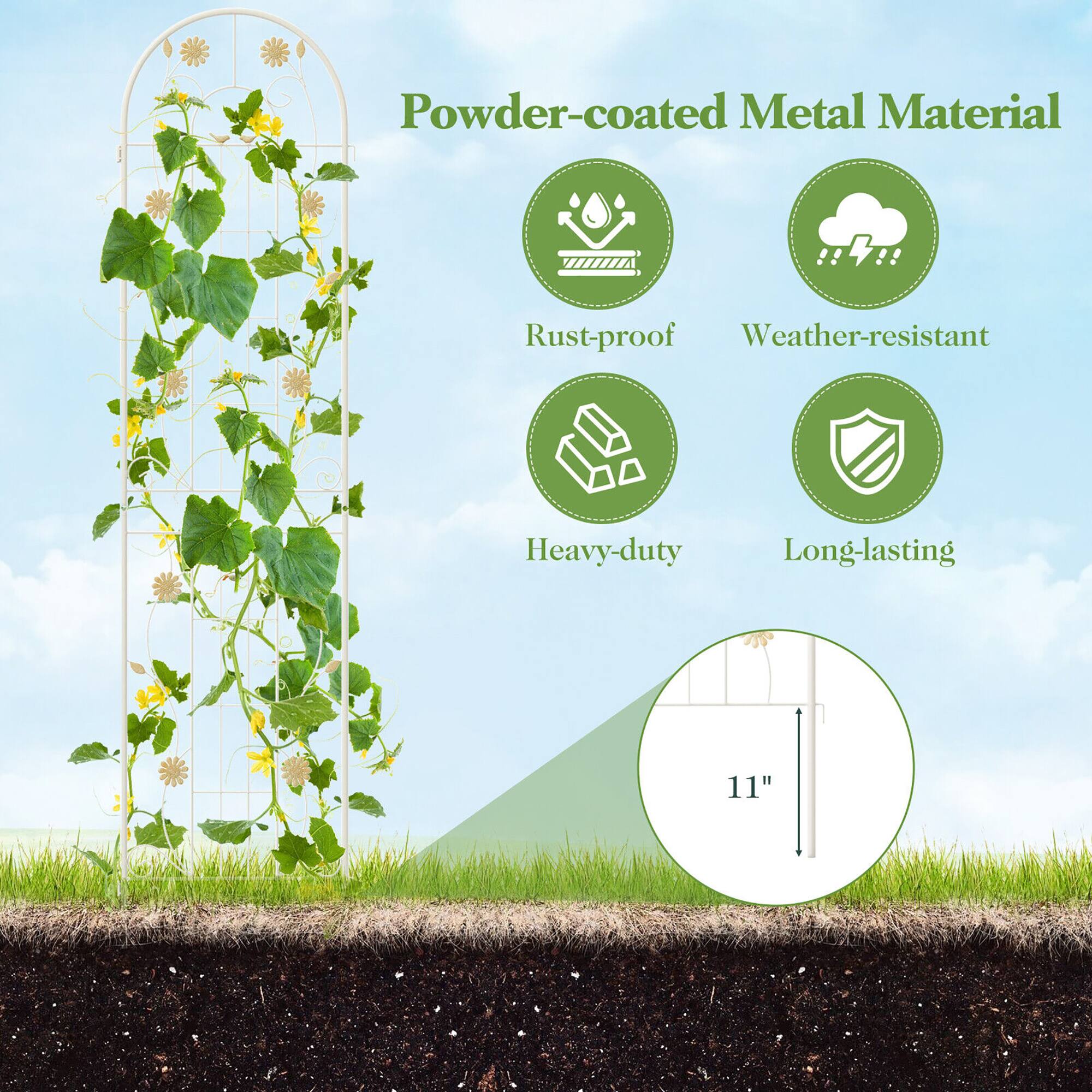 Powder-coated Metal Material  
- Rust-proof  
- Weather-resistant  
- Heavy-duty  
- Long-lasting  

11"