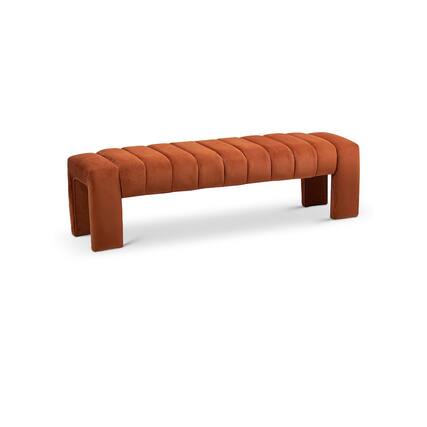Front. Meridian Furniture - Andaz Cognac Bench - Brown.