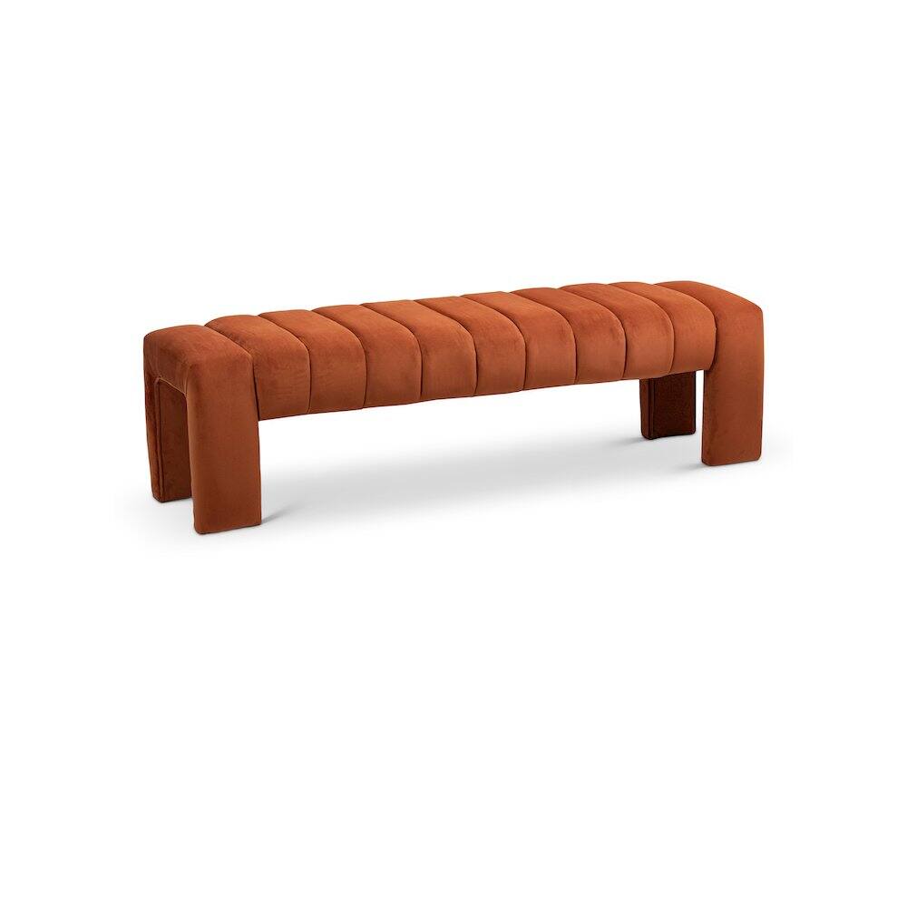 Front. Meridian Furniture - Andaz Cognac Bench - Brown.
