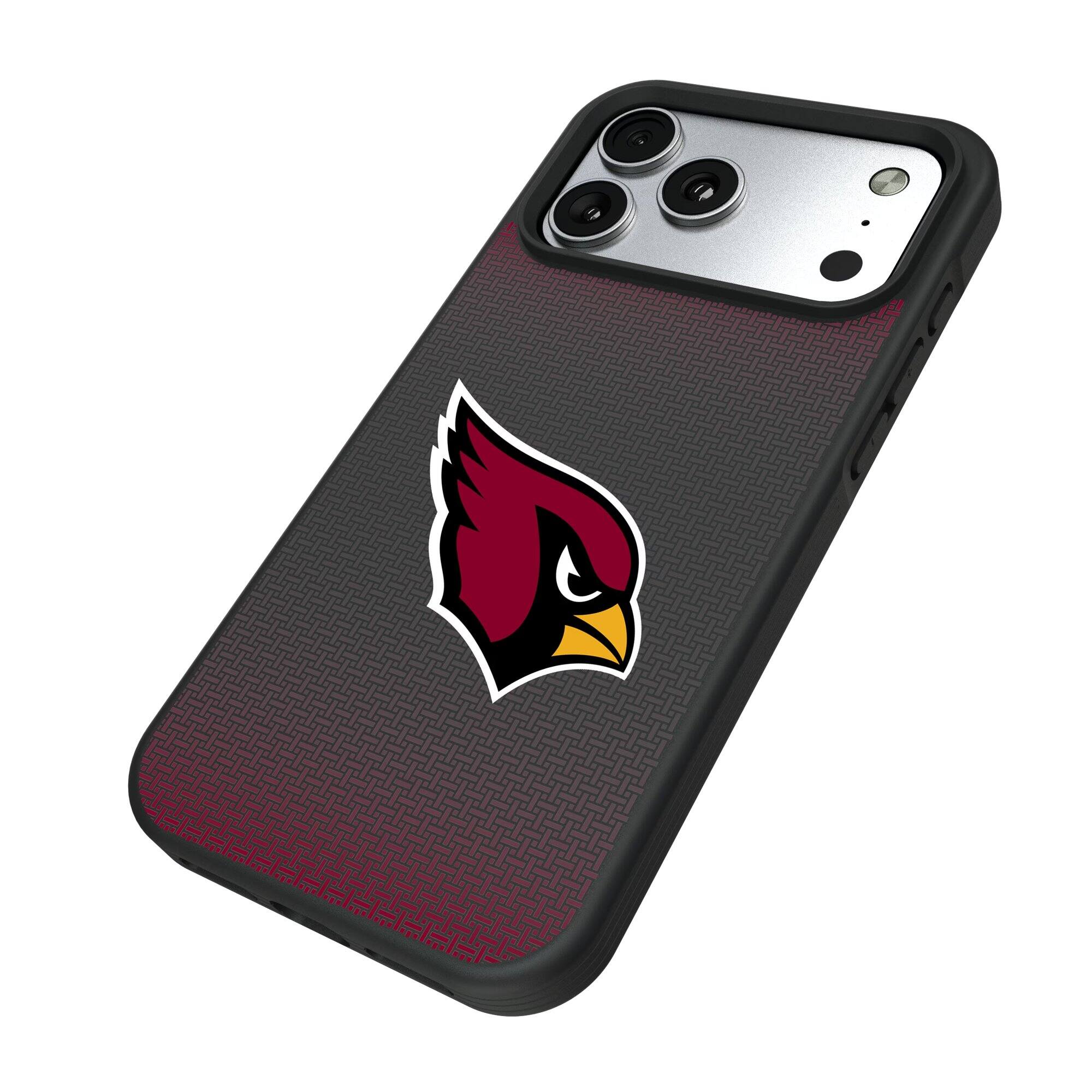 Alt View 1. Keyscaper - Arizona Cardinals Linen Logo iPhone Bump Case - 16 Pro Max - Black.