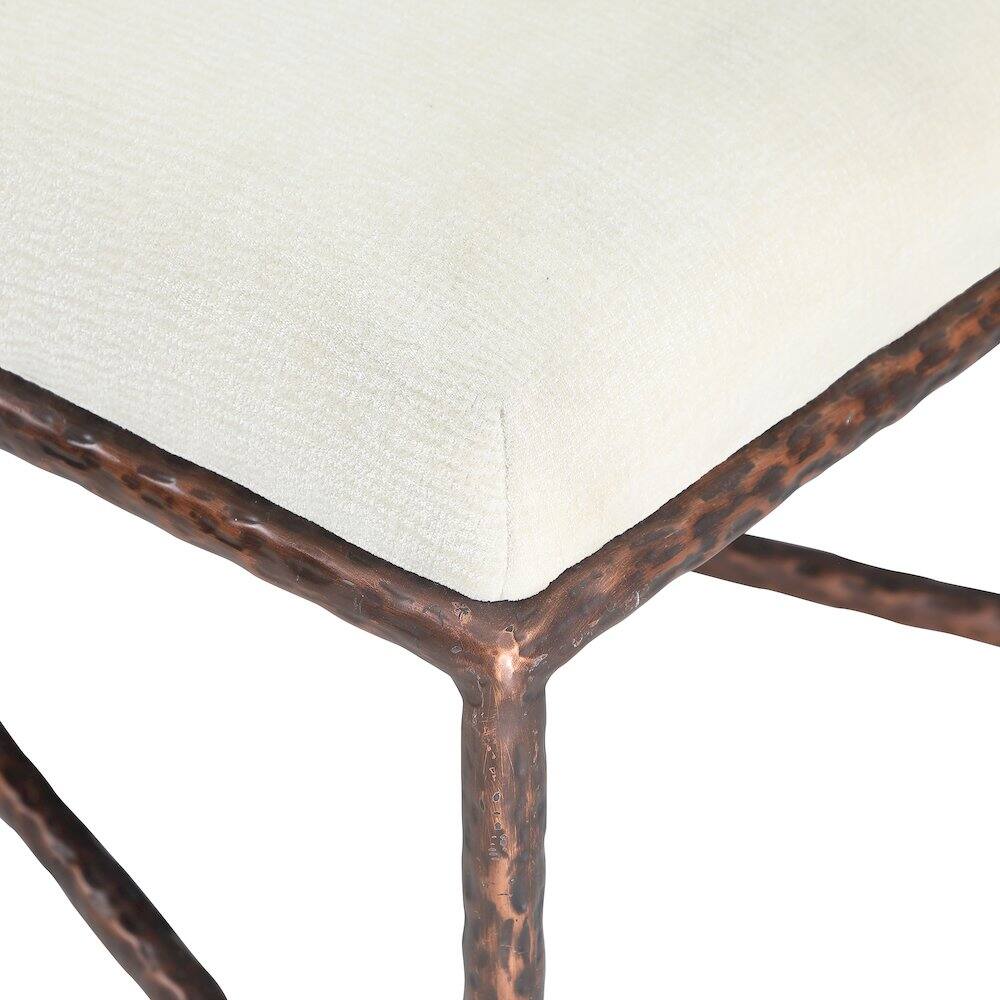 Alt View 4. Meridian Furniture - Valley Cream Chenille Fabric Bench - Beige.