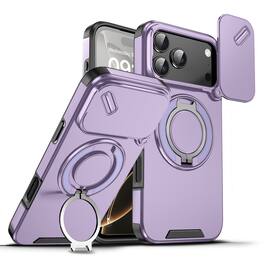 Dteck - Magnetic Ring Stand Case for iPhone 17 Pro Max with Lens Protection Hard Back Cover - Purple
