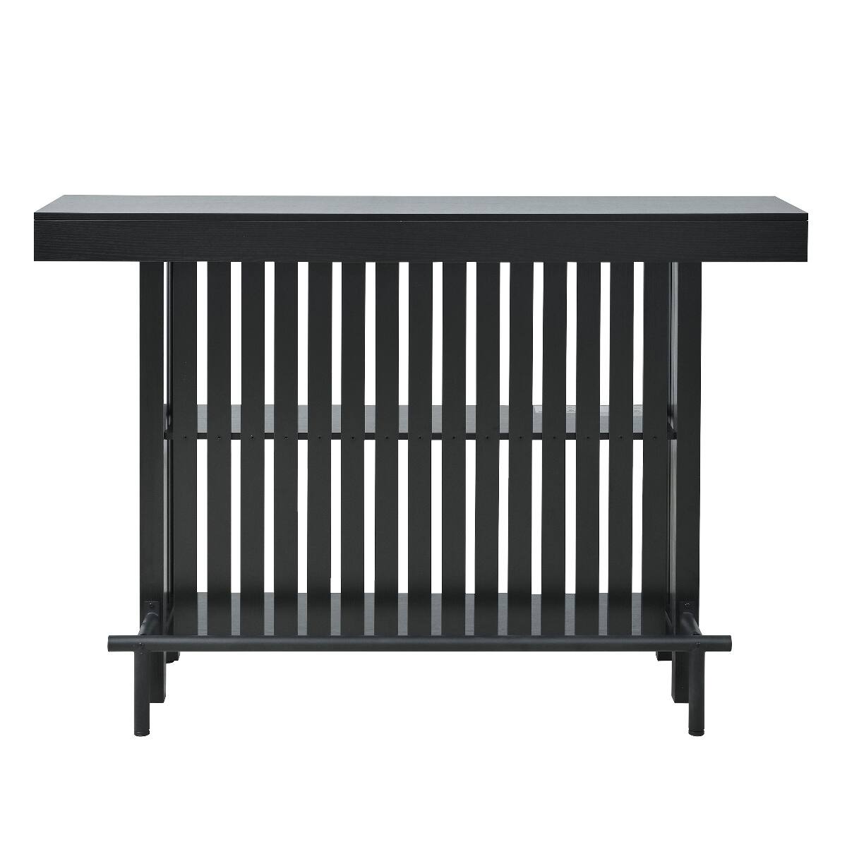 Alt View 9. Loheer - Loheer 3 in 1 Bar Table with Wine Storage, Black Counter Height Table with Metal Footrest - Black.
