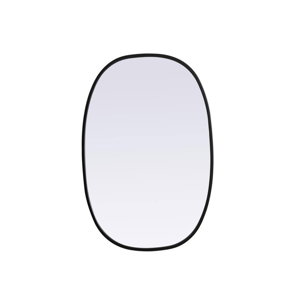 Alt View 2. Elegant Decor - Metal Frame Oval Mirror 20x30 Inch in Black - Black.