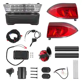 VEVOR - Golf Cart Light Kit, 12V, Street Legal LED Headlight and Taillight Kit with Wiring Harness, Turn Signals, Hazard Light - Black