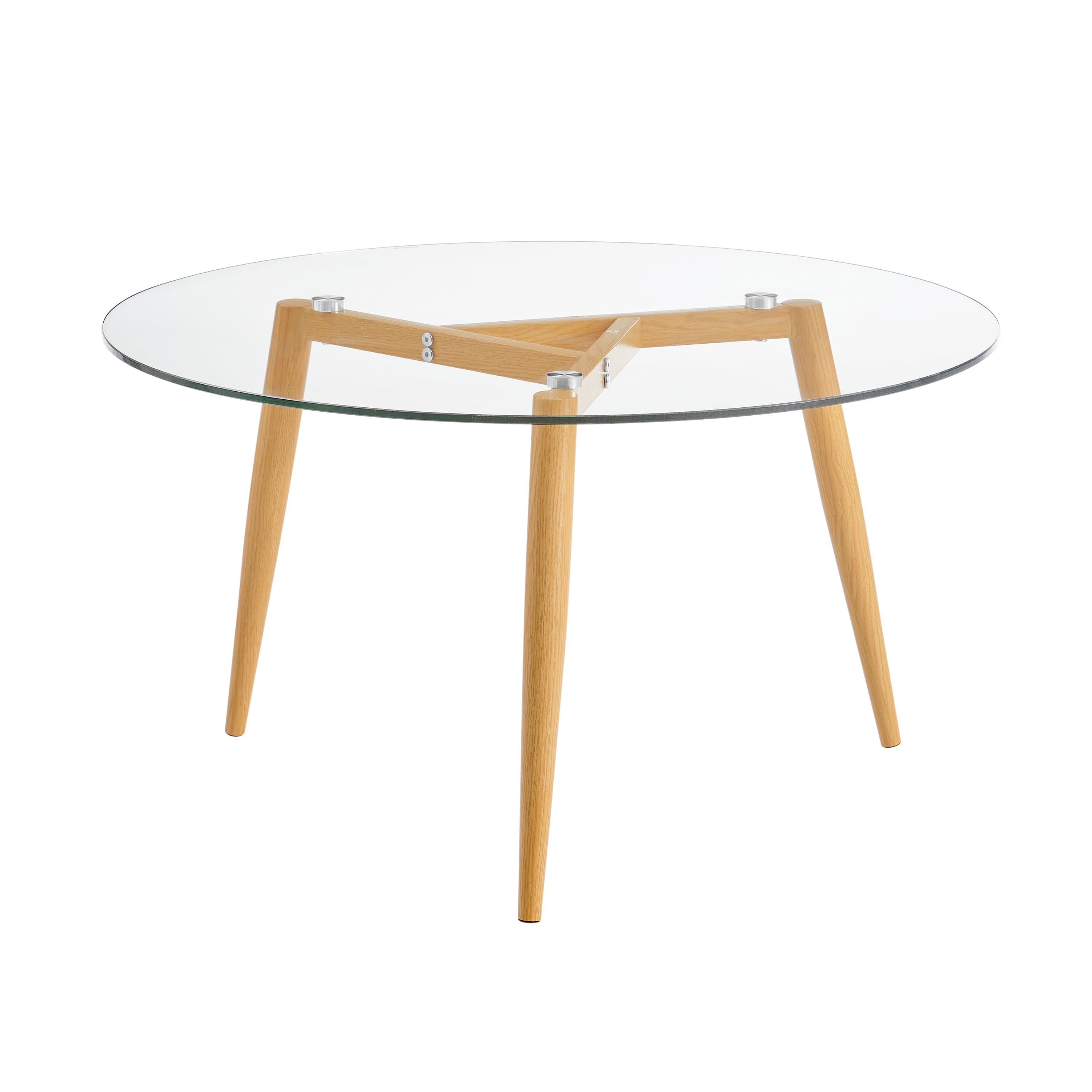 Danya B - Van Beuren Coffee Table with Taper Legs and Clear Glass Tabletop - Beech - Beech, Clear