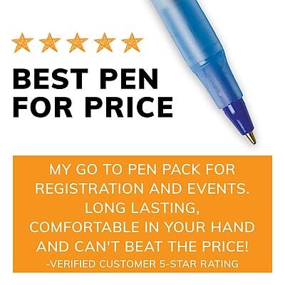 BEST PEN FOR PRICE

MY GO TO PEN PACK FOR REGISTRATION AND EVENTS. LONG LASTING, COMFORTABLE IN YOUR HAND AND CAN'T BEAT THE PRICE! -VERIFIED CUSTOMER 5-STAR RATING