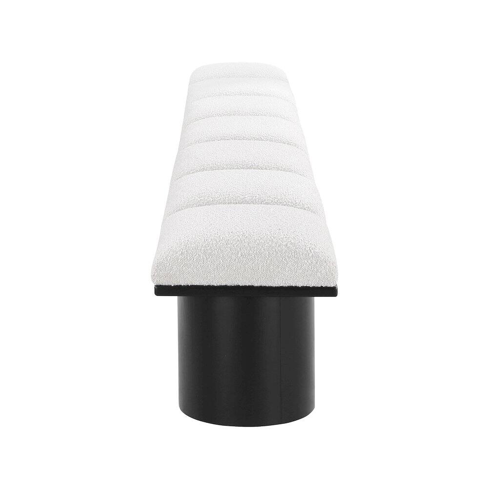 Left. Meridian Furniture - Pavilion Cream Boucle Fabric Bench - Cream Boucle Fabric.