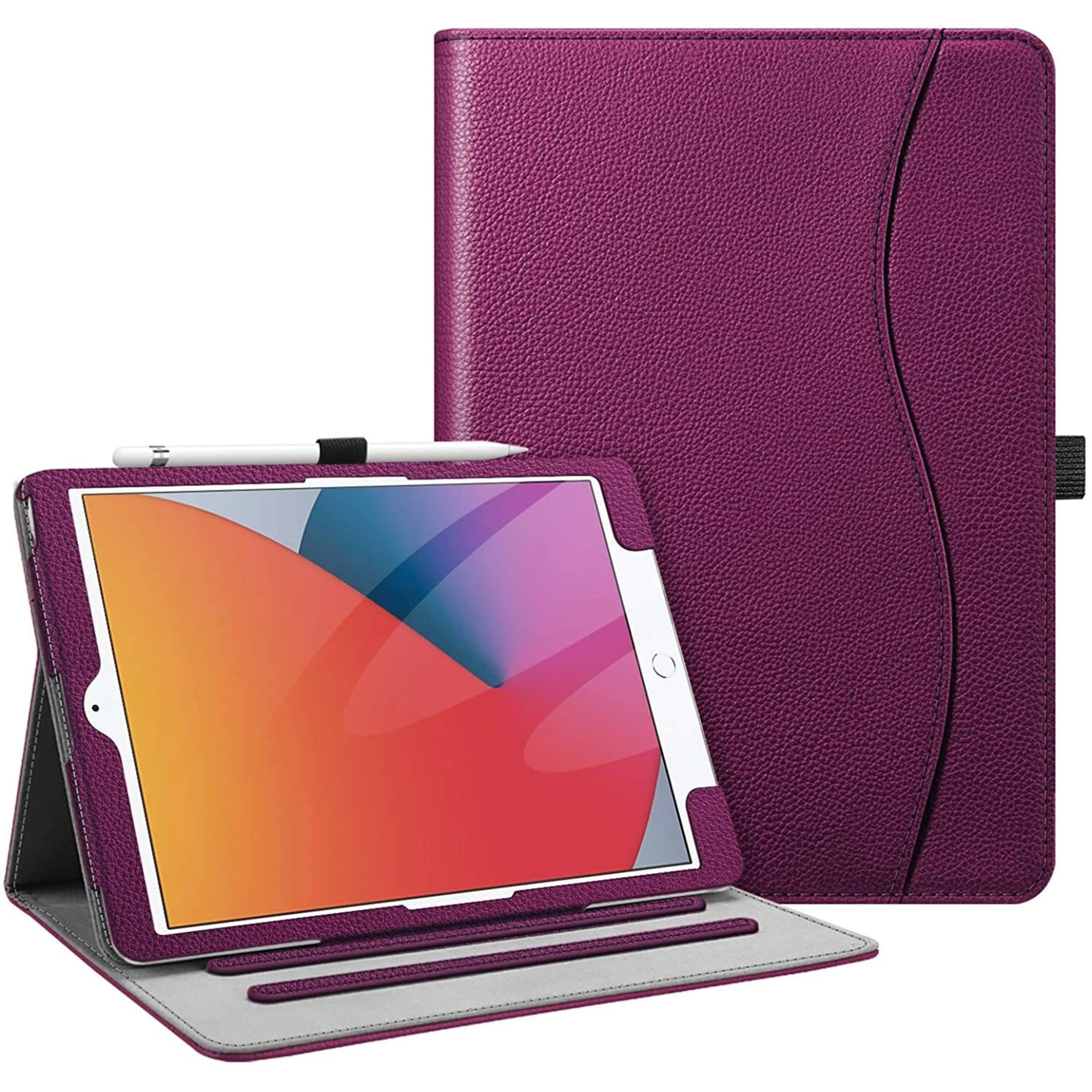 Kitcheniva - Protective Stand Case For iPad 9th 8th 7th Generation 10.2 Inch With Pocket Holder - Purple