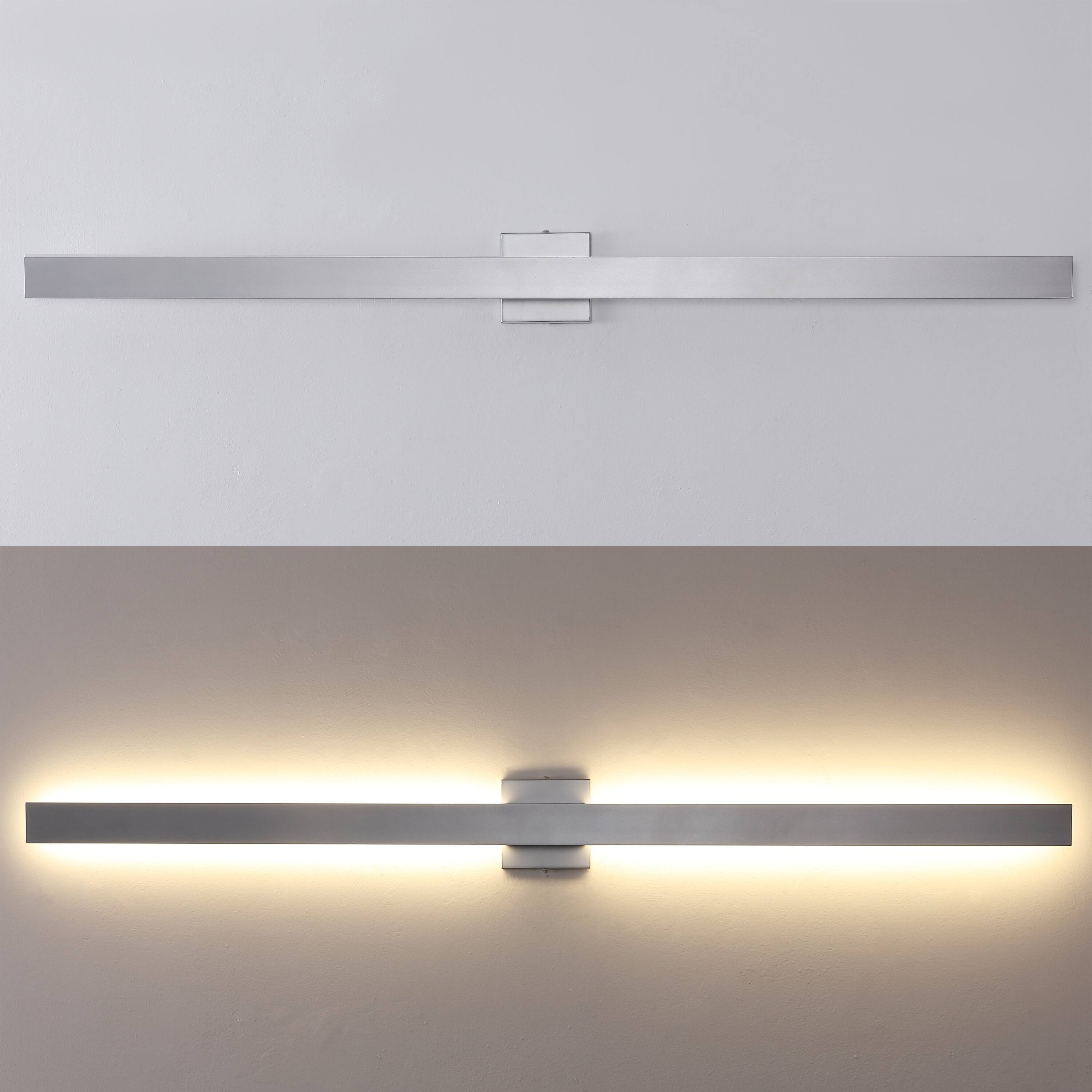 Alt View 4. Jonathan Y - Vara 49.5" Modern Minimalist Indoor/Outdoor Metal 350-Degree Rotate Dimmable Integrated Linear LED Wall Sconce, Silver - Silver.