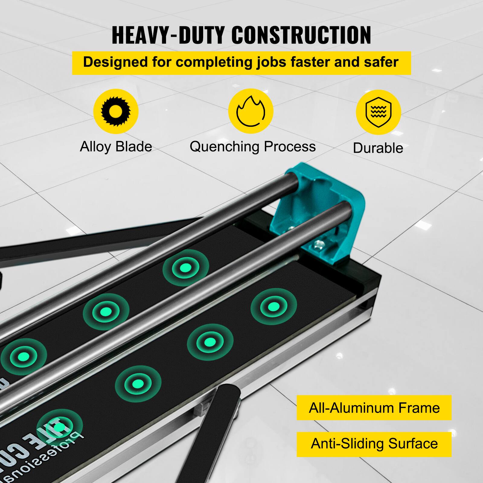 HEAVY-DUTY CONSTRUCTION  
Designed for completing jobs faster and safer  

- Alloy Blade  
- Quenching Process  
- Durable  

All-Aluminum Frame  
Anti-Sliding Surface