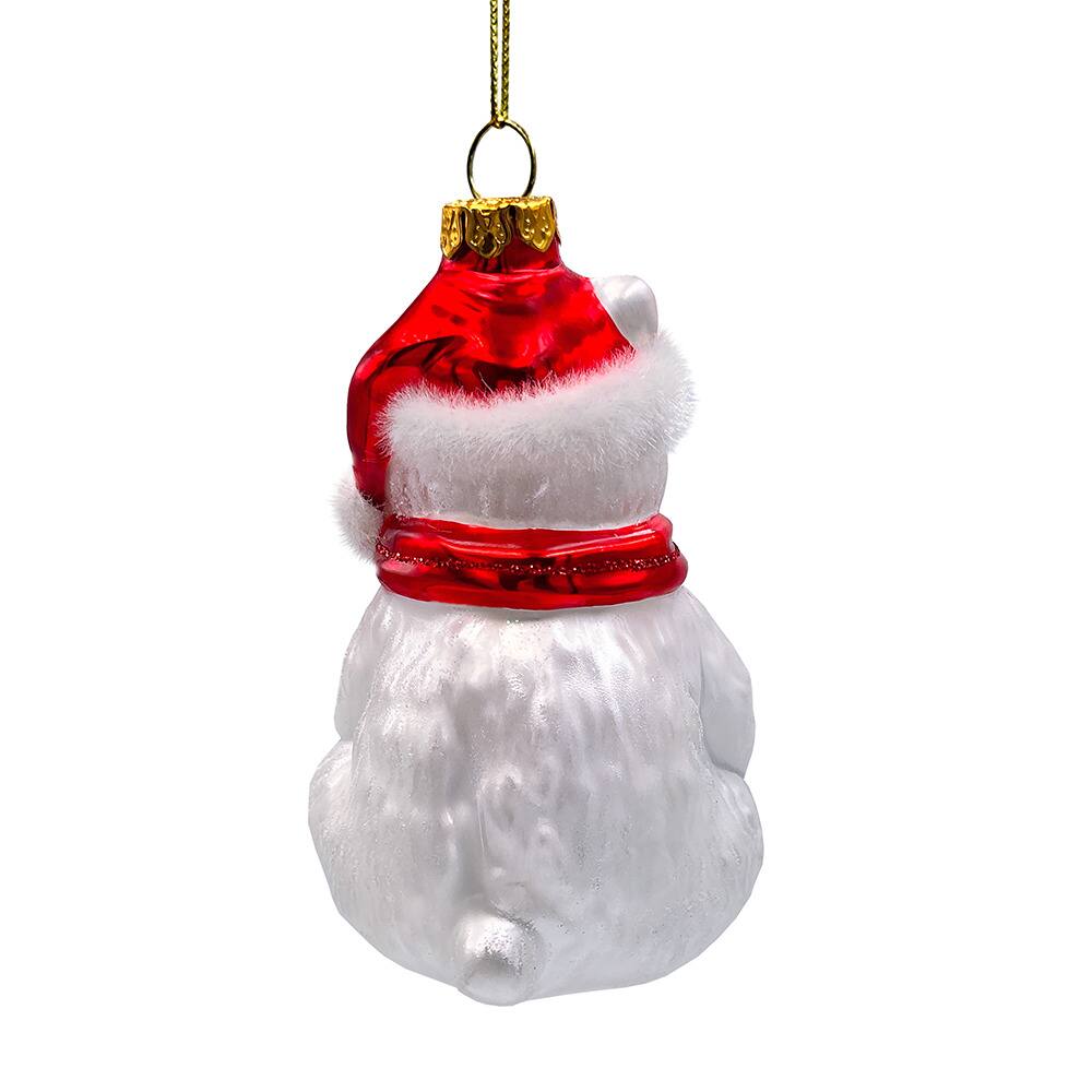 Left. OrnamentallyYou - Classic White Polar Bear Glass Christmas Ornament - Multi-colored.