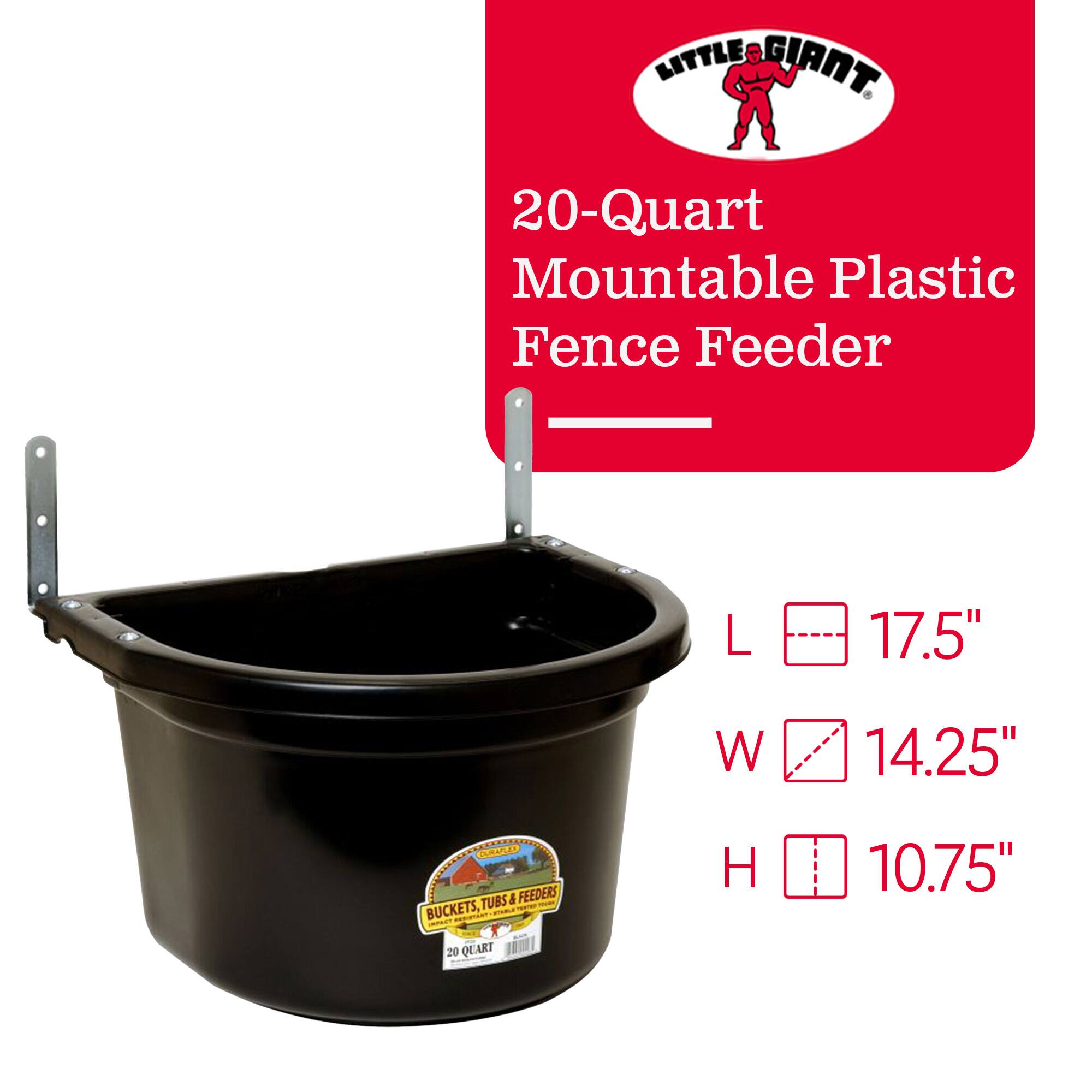 Little Giant 20 Quart Heavy Duty Mountable Plastic Fence Feeder Bucket ...