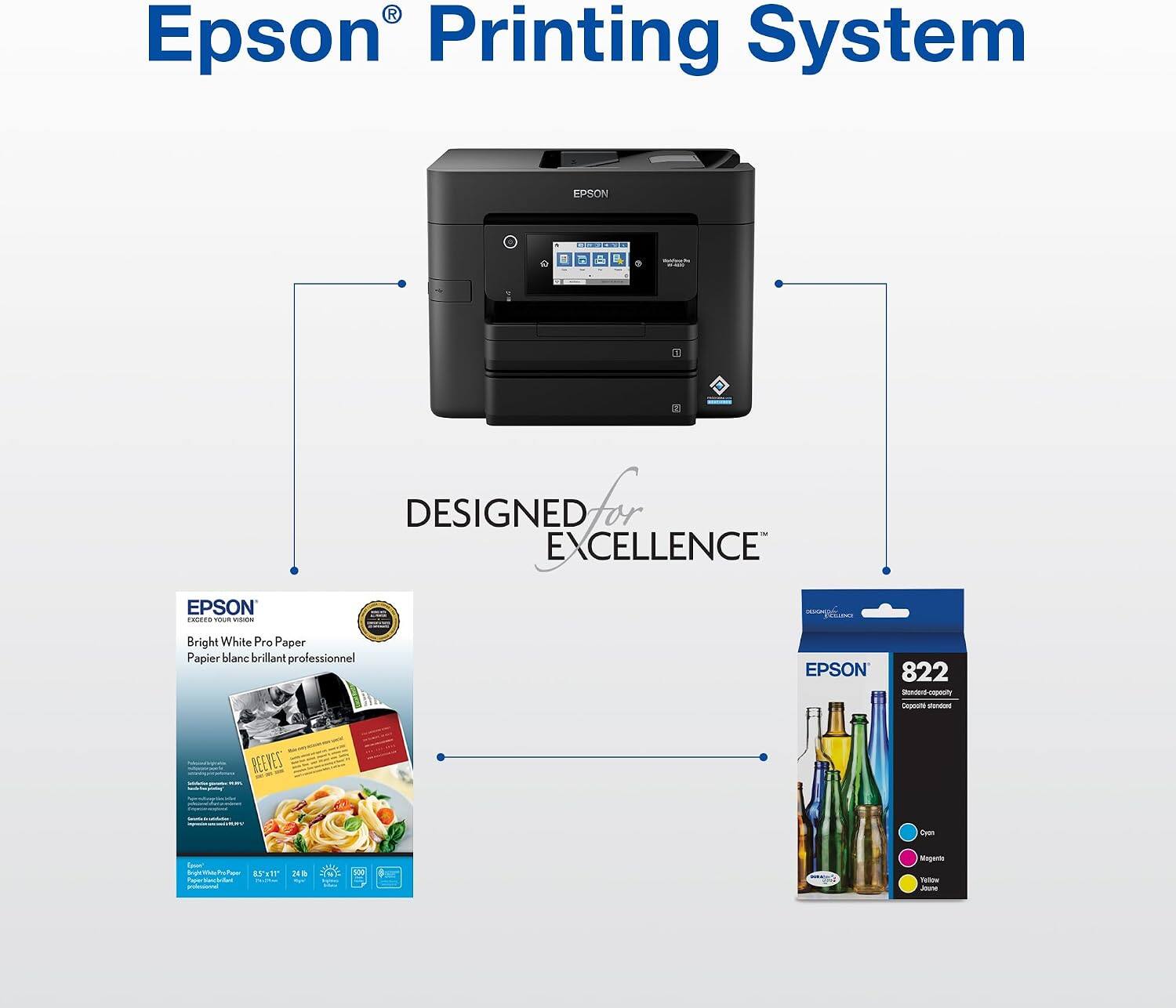 Epson Printing System  
EPSON 2 D 1 DESIGNED for EXCELLENCE  
EPSON EXrO  
Bright White Pro Paper  
Papier blanc brillant professionnel  
EPSON 822  
Depeute  
REEVES  
Cos I A N AA tN SUST 21 a 1 Magenta