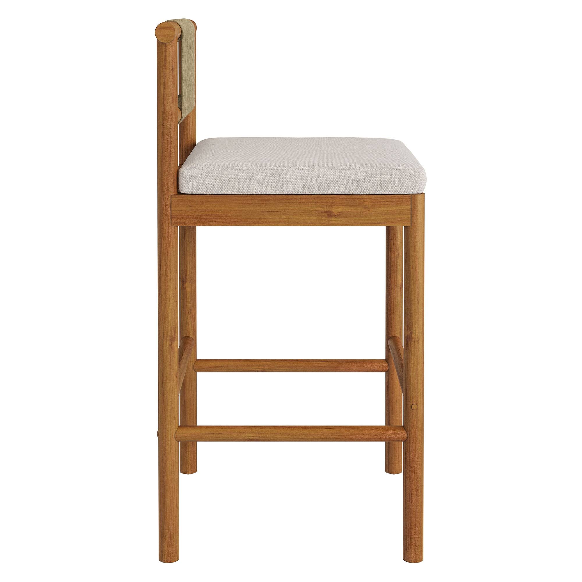 Alt View 3. Modway - Eleni Outdoor Teak Wood Bar Stools Set of 2 by Modway - Natural Sail.