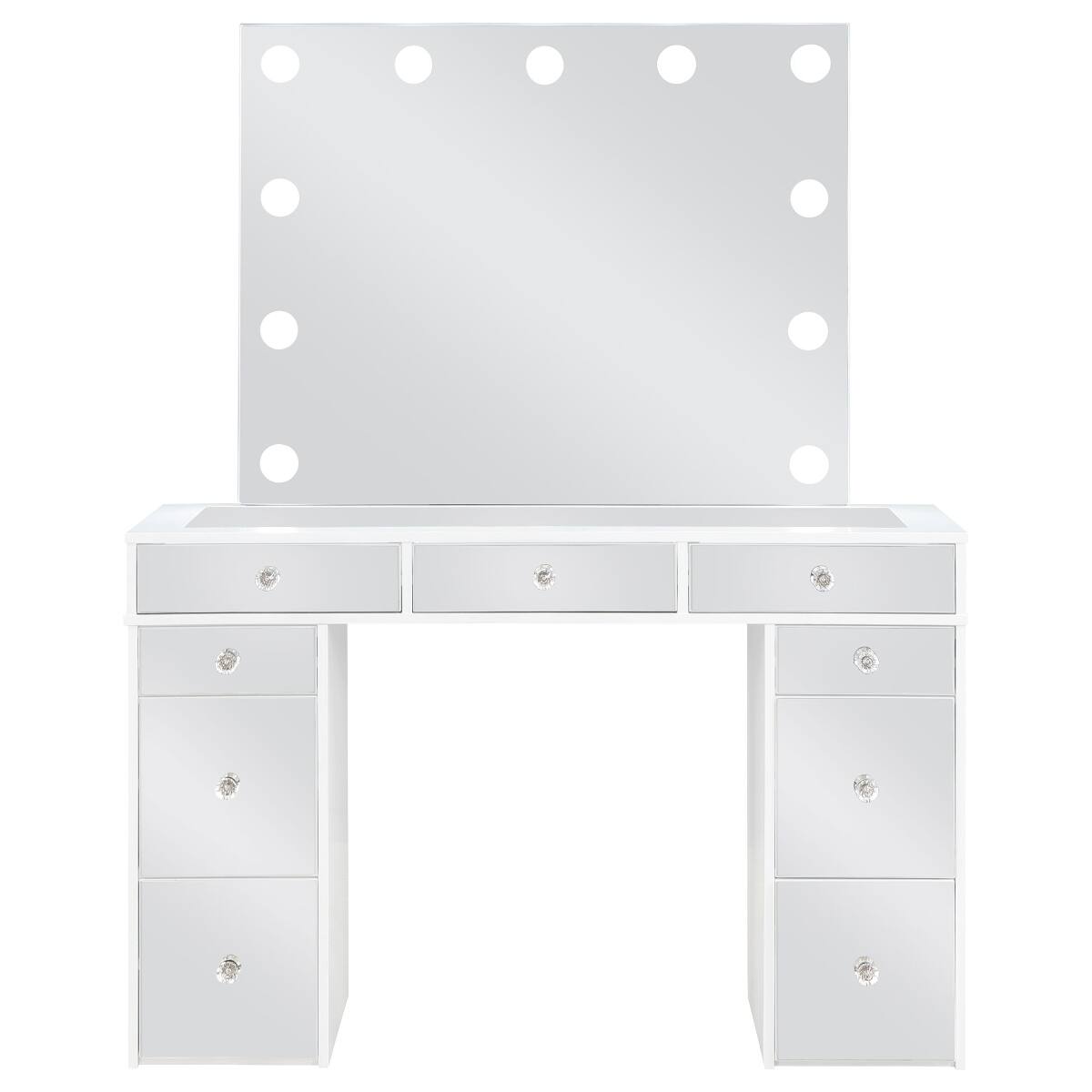 Alt View 1. Loheer - Loheer white makeup vanity table with lighted mirror and stool, 47.5-Inch - White.