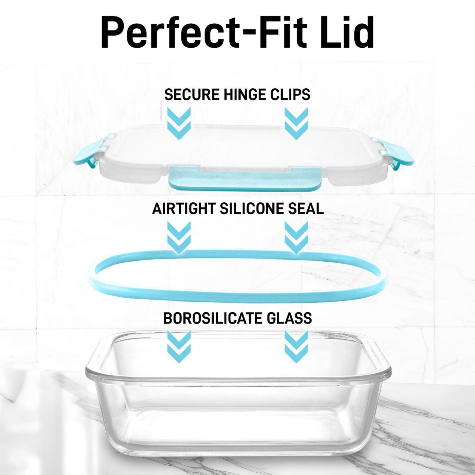 Perfect-Fit Lid
SECURE HINGE CLIPS
AIRTIGHT SILICONE SEAL
BOROSILICATE GLASS