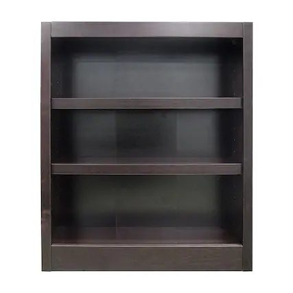 Front. Concepts in Wood - Single Wide Bookcase 3 Shelves Espresso Finish - Brown.