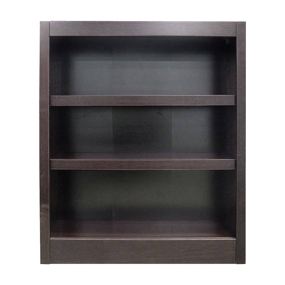 Front. Concepts in Wood - Single Wide Bookcase 3 Shelves Espresso Finish - Brown.