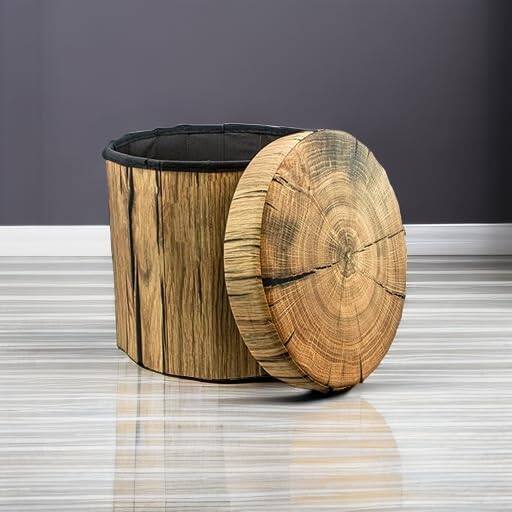 Angle. Sorbus - Sorbus Tree Stump Stool, Storage Ottoman 15 Inch Fake Tree Stumps Log Stool Storage, Artificial Tree Trunk, Foot Rest - Brown One Pack.