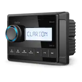 Clarion - CMM-20 Marine Source Unit with LCD Display, IP66 Weatherproof Rating, Weather Band, Bluetooth - Black/Gray