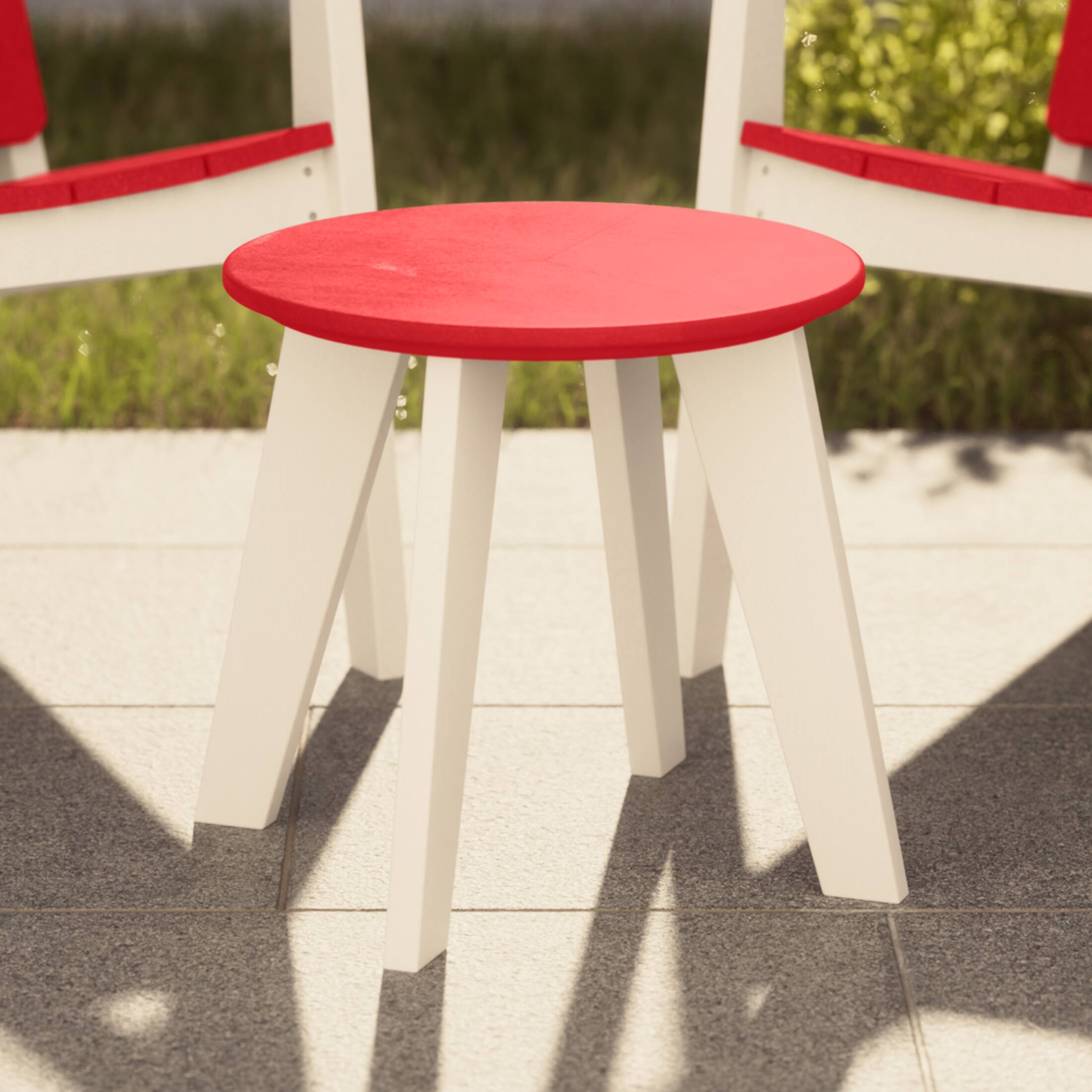Angle. WestinTrends - WestinTrends Pacifica HDPE Plastic Outdoor Round Adirondack Patio Side Table - White/Red.