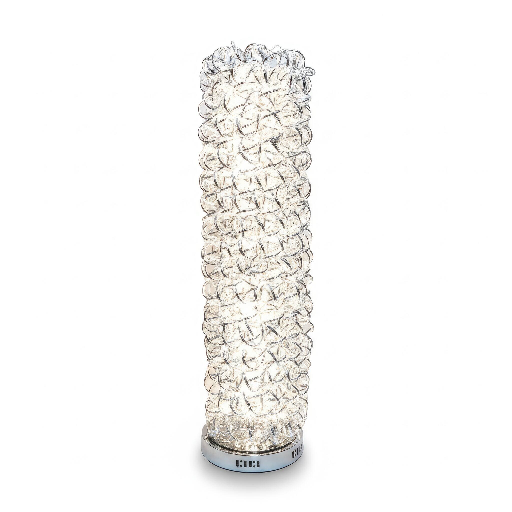 Angle. FC Design - 38"H Artsy Aluminum Wire Wrapped Decorative Column Lamp with Chrome Finish Base.