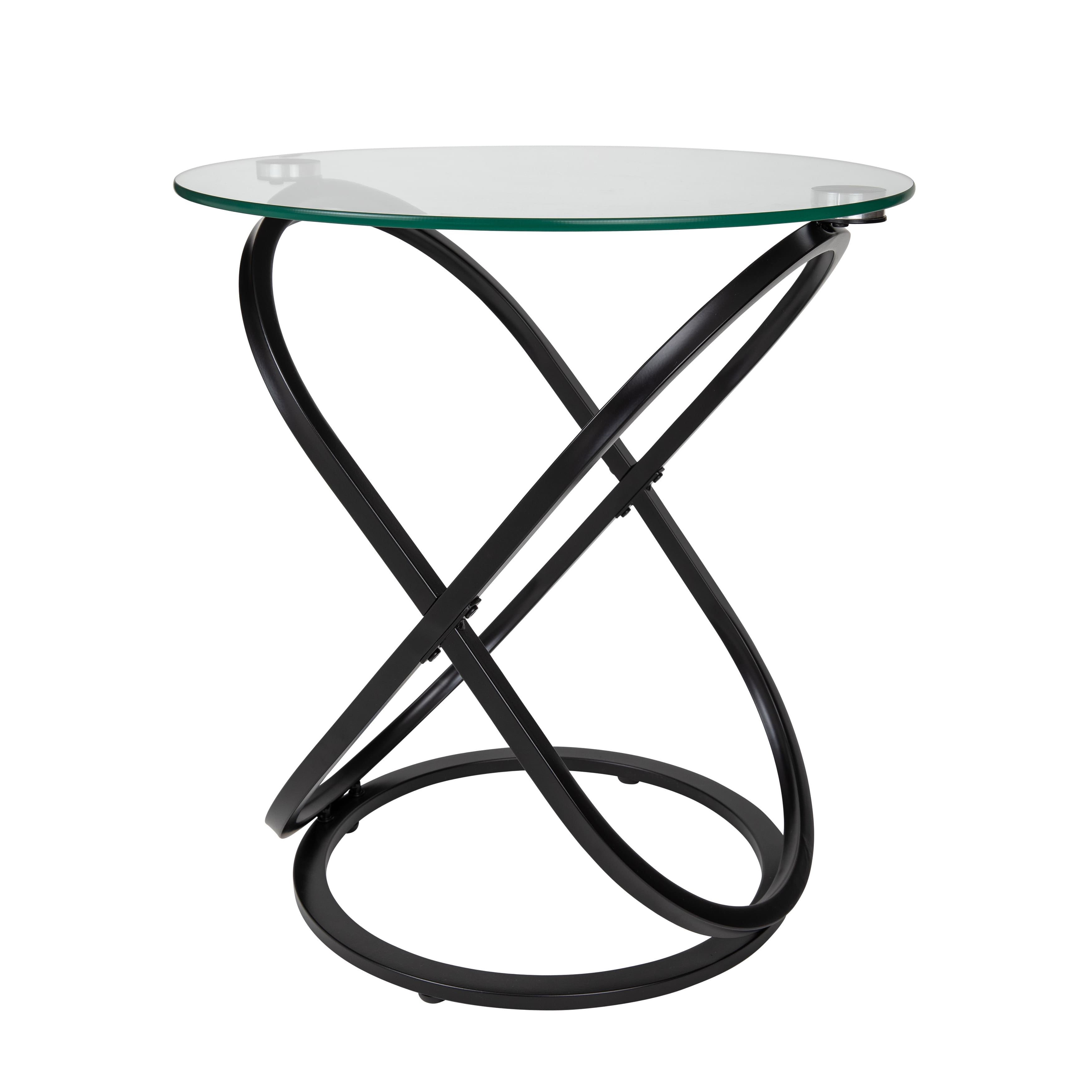 Danya B - Danya B. Galaxy and Tempered Glass Round End Table - Black