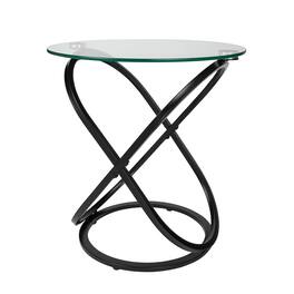 Danya B - Danya B. Galaxy and Tempered Glass Round End Table - Black