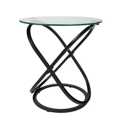 Front. Danya B - Danya B. Galaxy Black and Tempered Glass Round End Table - Black.