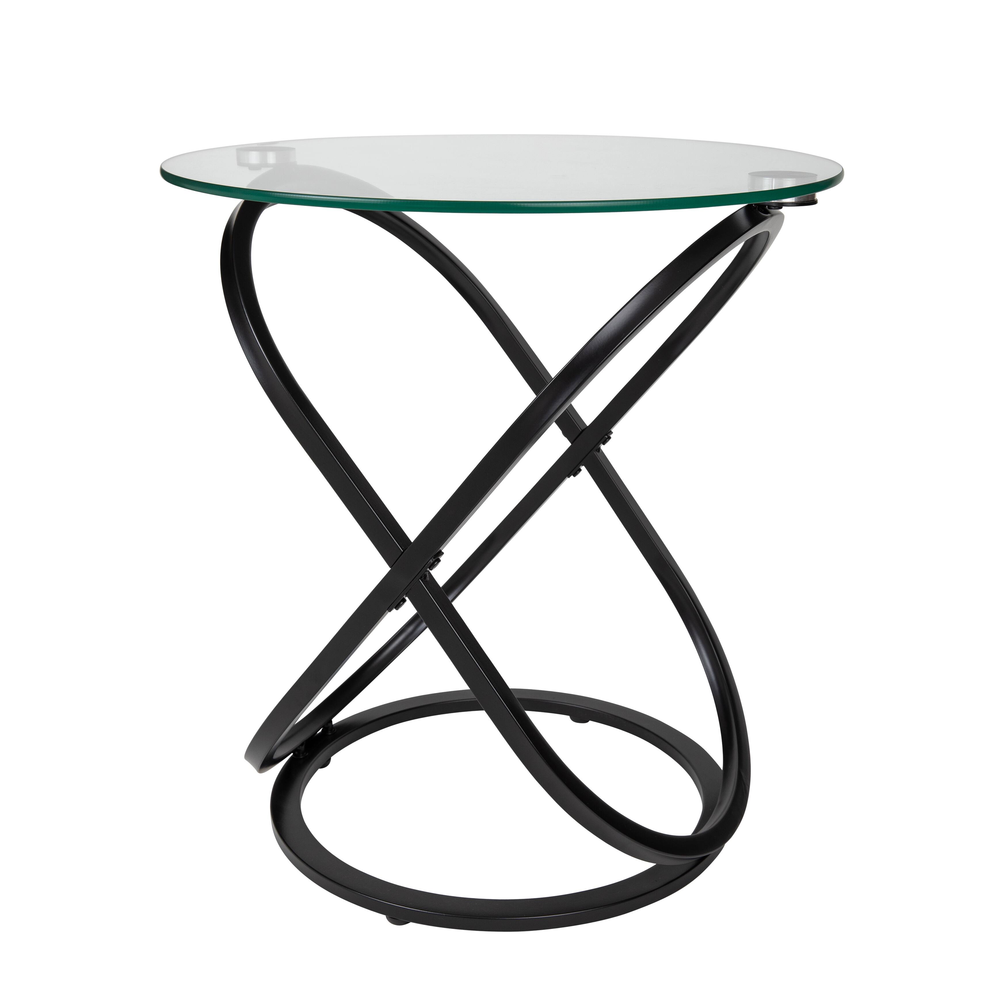 Front. Danya B - Danya B. Galaxy Black and Tempered Glass Round End Table - Black.