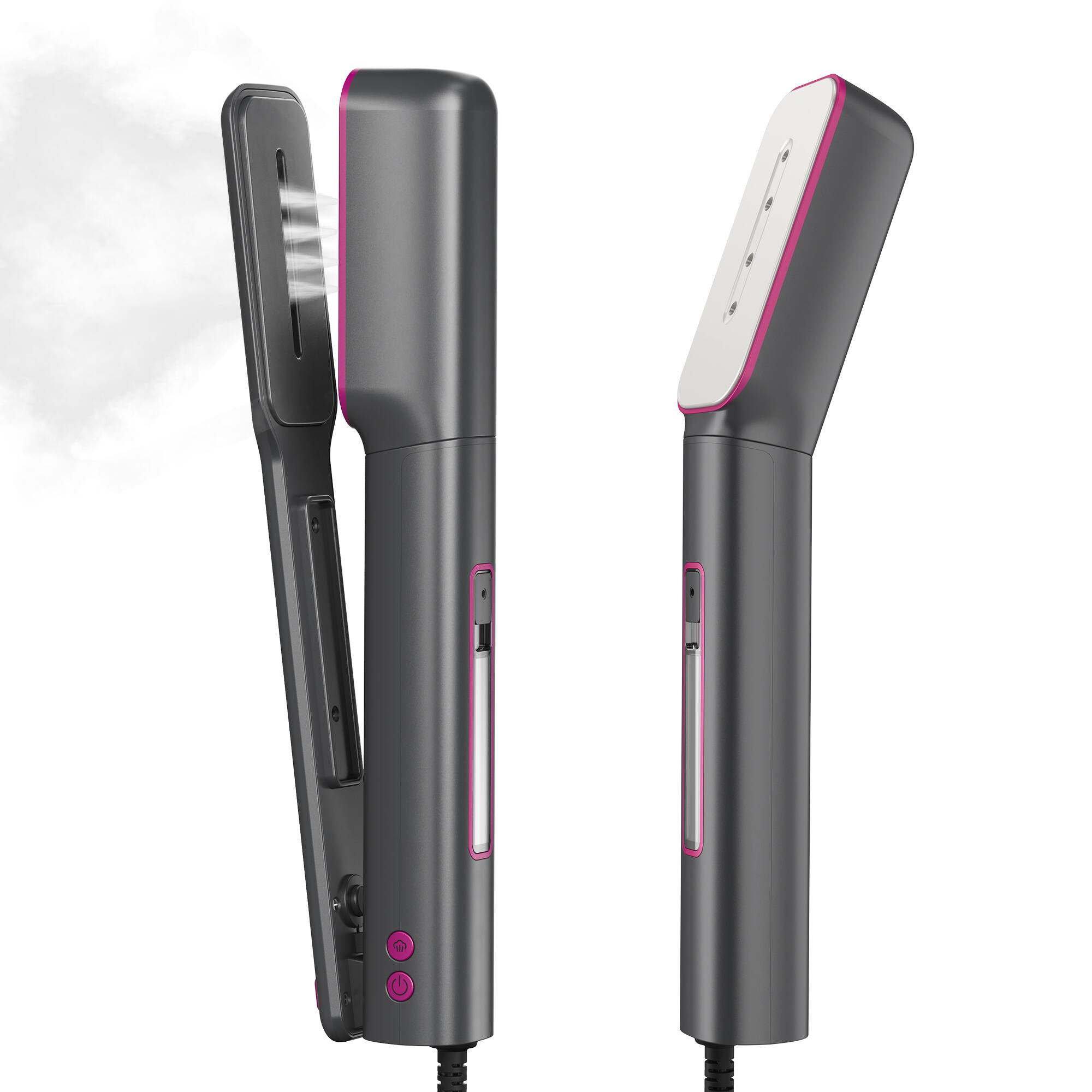 Newbealer - 3in1 Portable Steamer & Iron,Global Voltage Travel Garment Steamer,180° Roating Head,Auto-off, Self Cleaning - Ashpink