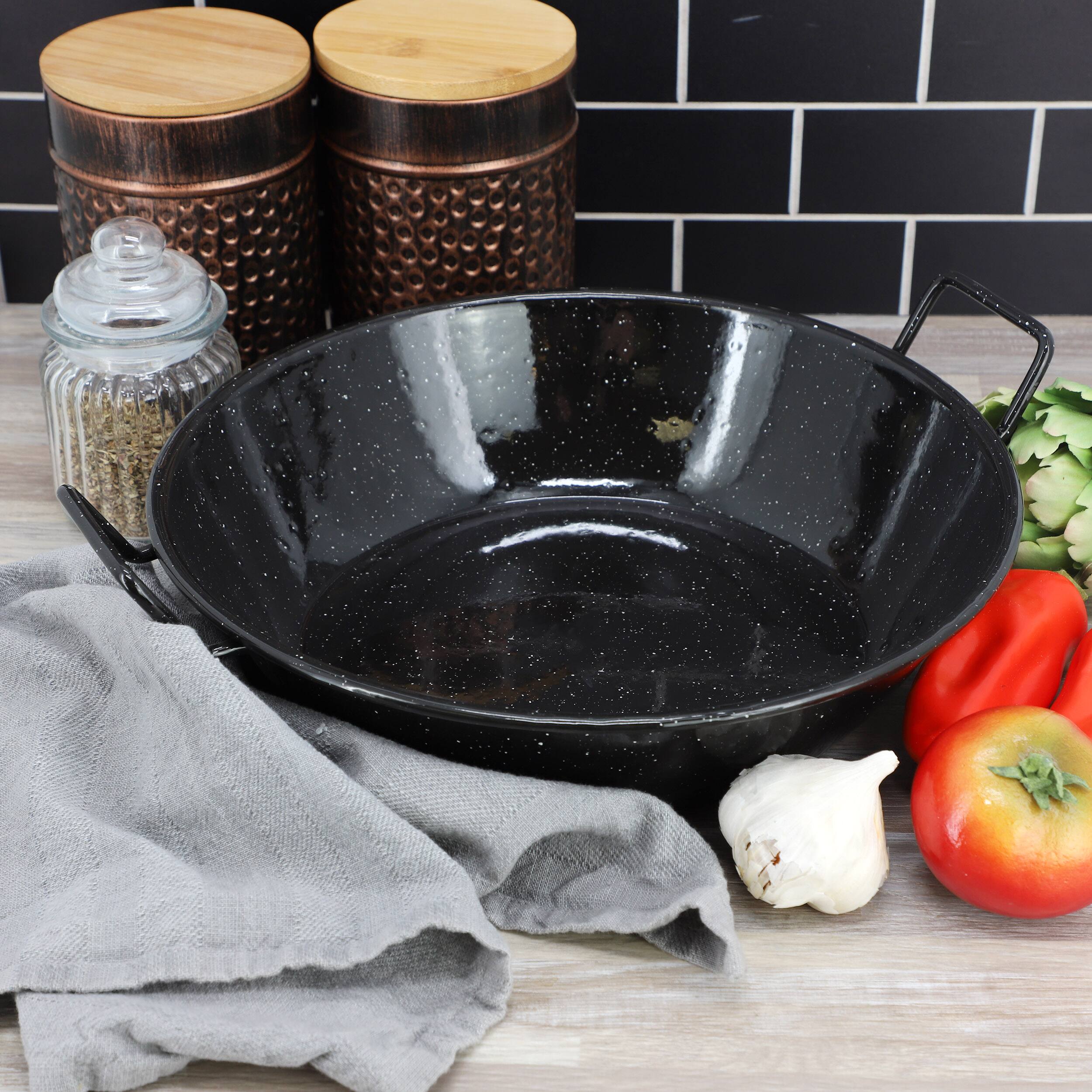 Alt View 3. Oster - Oster Castillo 12 Inch Enamel on Steel Paella Pan in Speckled Black - Black.