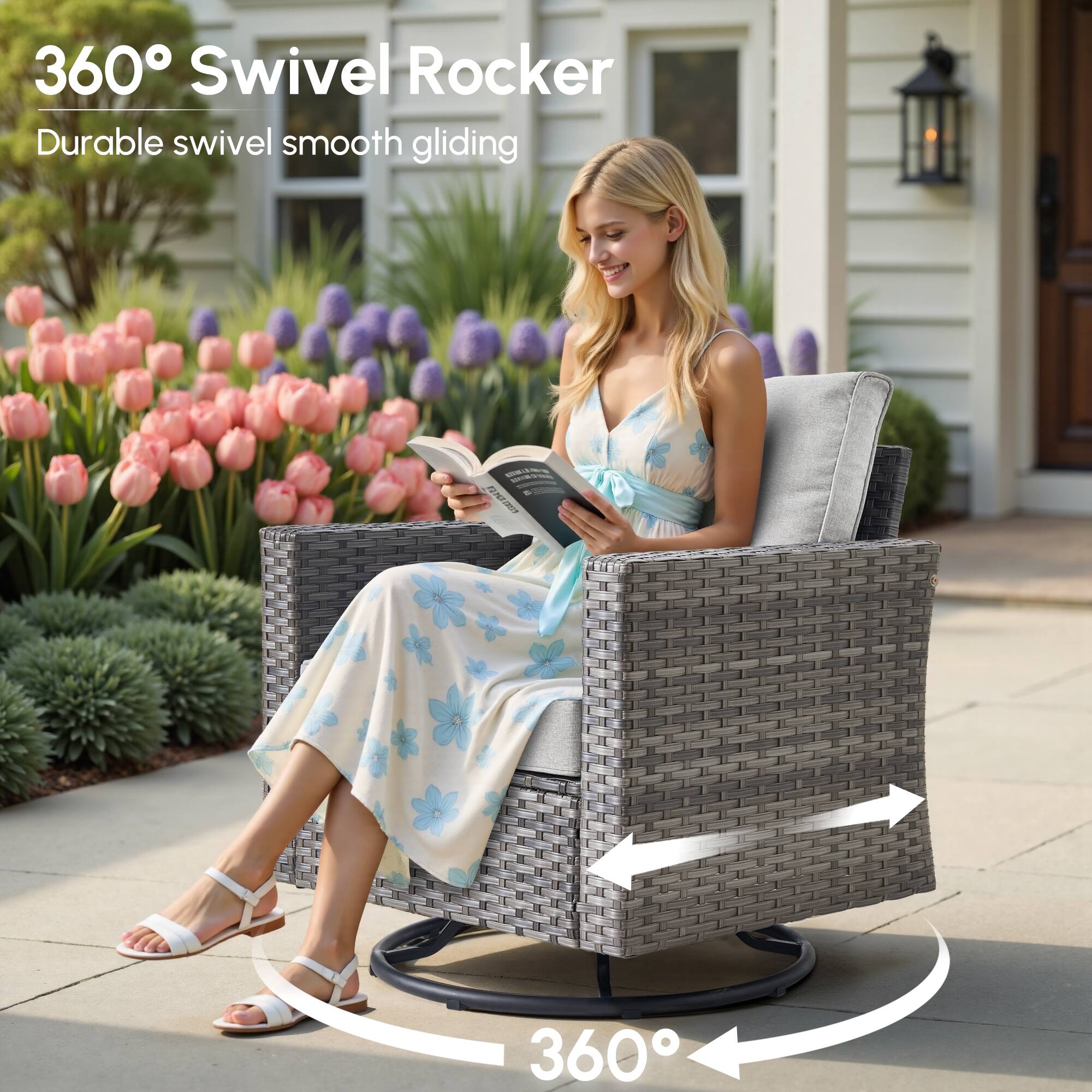 360° Swivel Rocker  
Durable swivel smooth gliding
