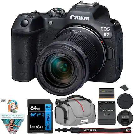 2 i Canon POUF F EOS R7 RF-S18-150mm LENS F3.5-6.3 CANON IS STM 55mm Canon LLMEL OEM non PHOTO-VIDEO SUITE wOhg - m VideuSudu M - 150 64GB GB MB/s SP V30 XC I 00 PRO Lexar 800x :82 Canon decaphots EOS R7 Canon