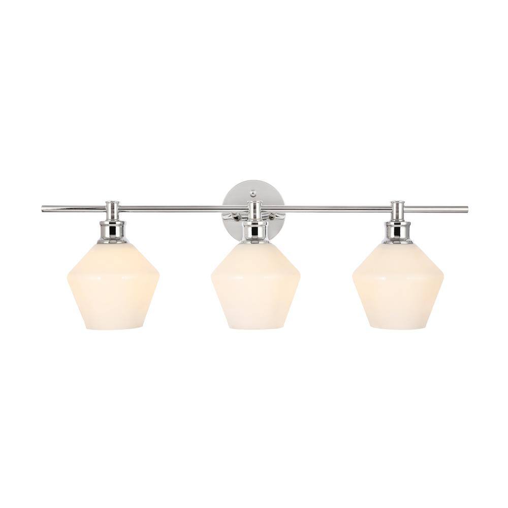 Alt View 2. Living District - Gene 3 light Chrome and Frosted white glass Wall sconce - Chrome And Frosted White Glass.