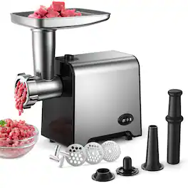 KEINVE - Electric Meat Grinder, 450W Sausage Stuffer Maker with Blade & 3 Plates, Sausage Stuffer Tubes & Kubbe Kit - Black