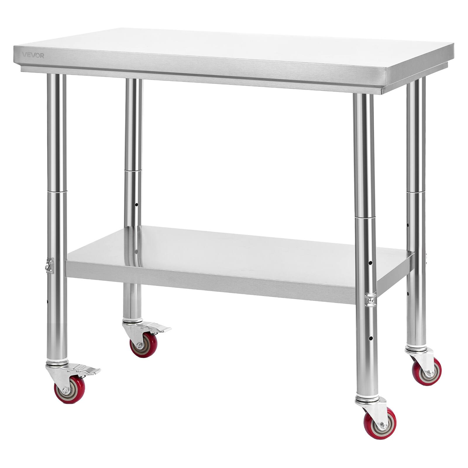 Alt View 5. VEVOR - Stainless Steel Table, 24 x 35.4 Inches Food Prep Worktable, Kitchen Prep Table with Adjustable Undershelf Workstations - Sliver.