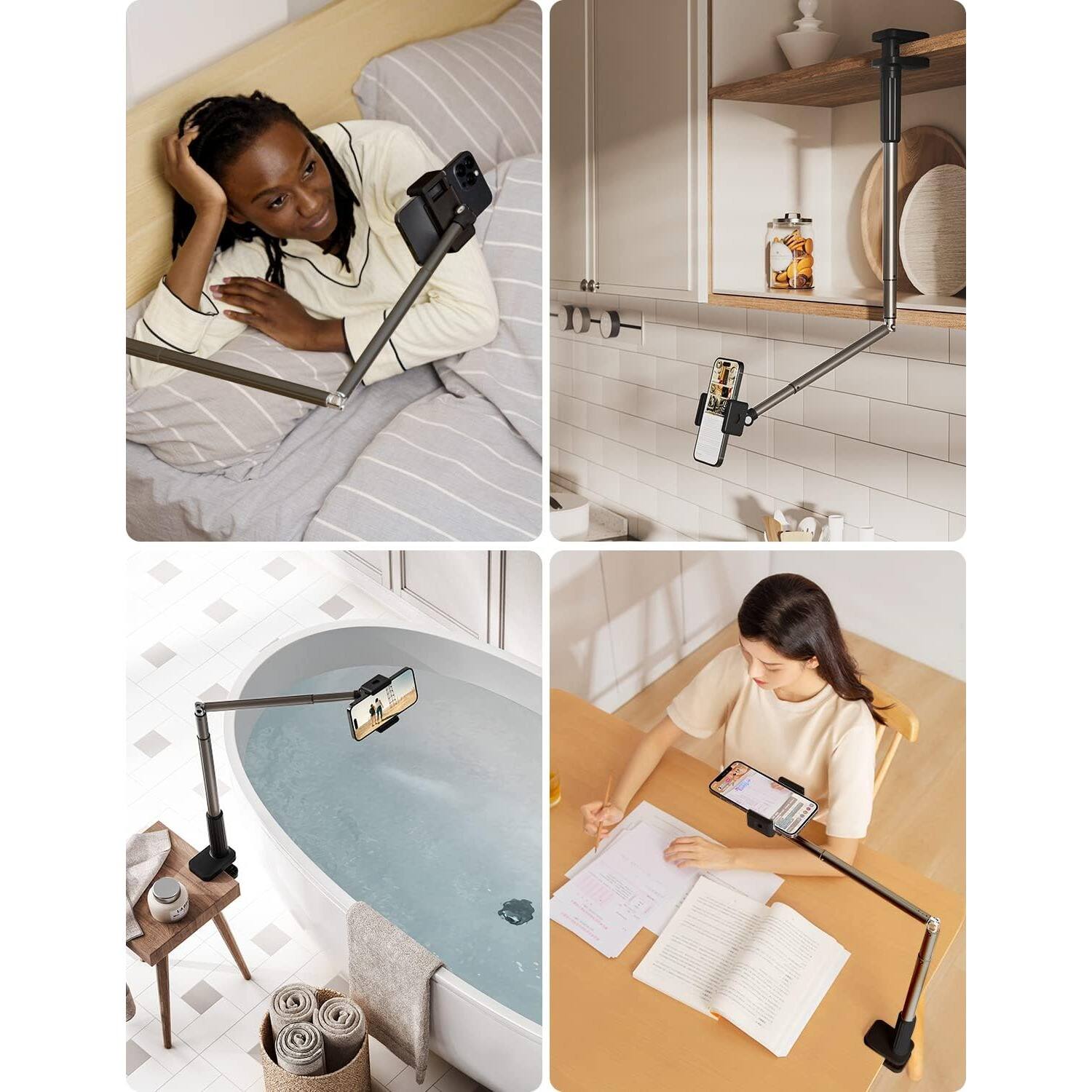 Angle. PARKER SLATER - Flexible Phone Holder, 360° Adjustable C Clamp Mount for Bed & Desk - Black.