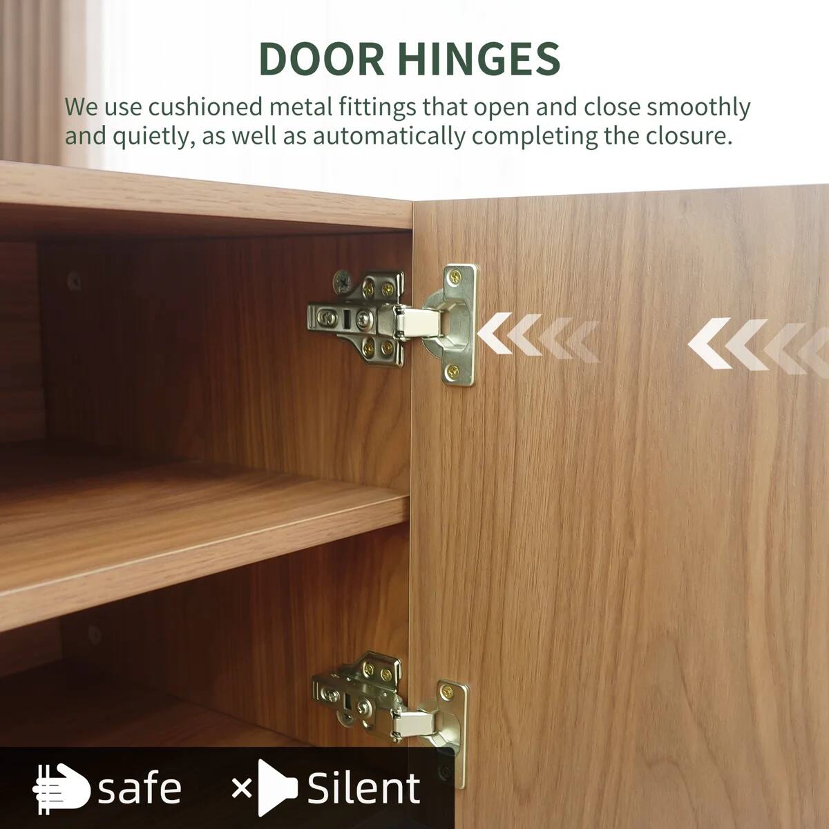 DOOR HINGES

We use cushioned metal fittings that open and close smoothly and quietly, as well as automatically completing the closure.

safe x Silent