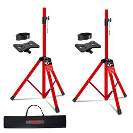 5 CORE - Speaker Stand 2Pc Adjustable 31 to 36" PA DJ Tripod Stands Heavy Duty w 35mm Pole 132Lb w Bag - Red